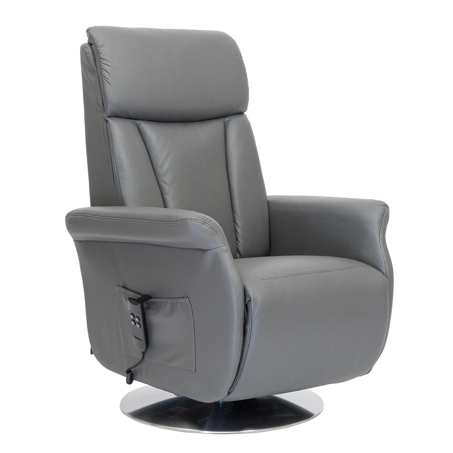 Elena2 in Pelle Poltrona Relax Alzapersona design moderno 2 motori base acciaio girevole