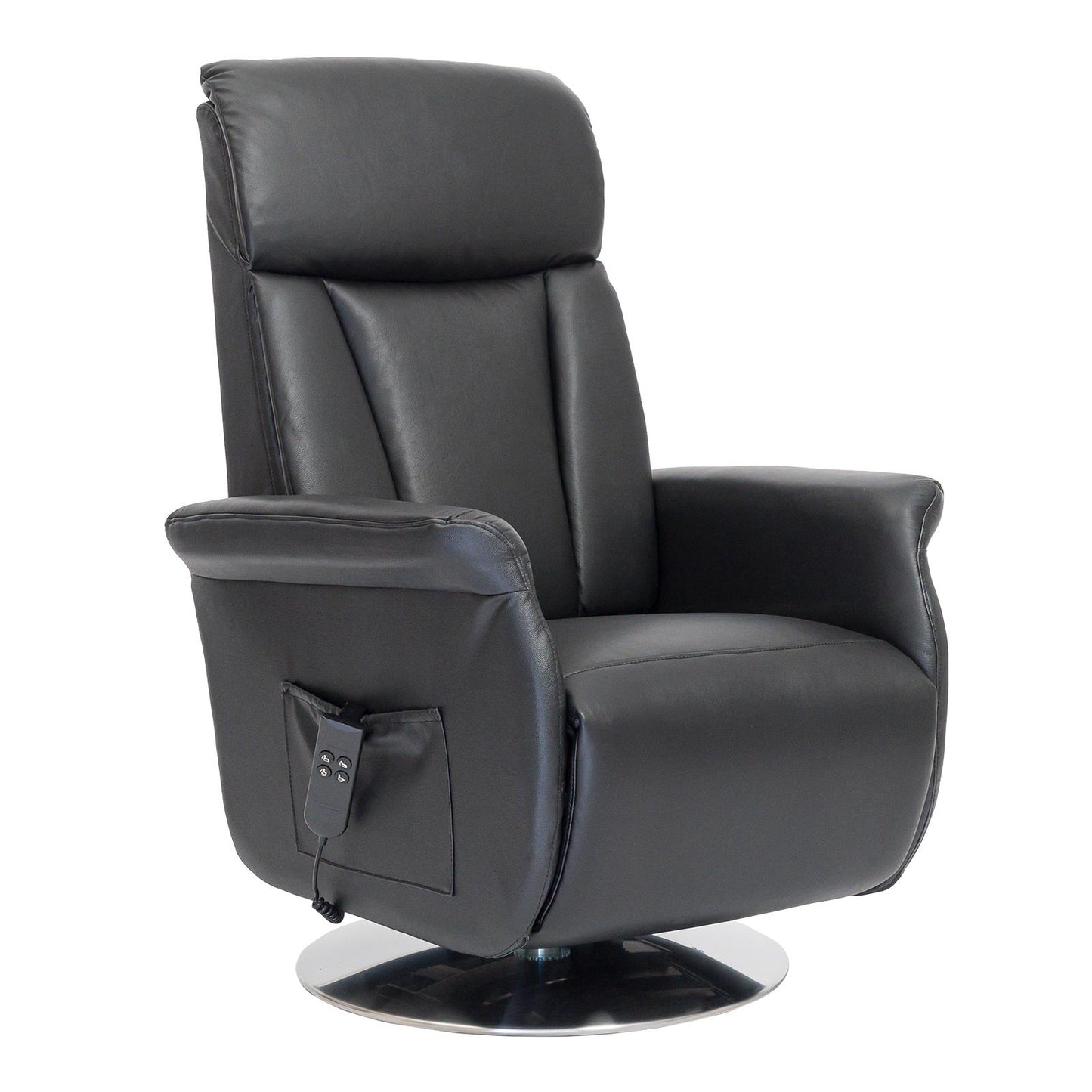 Elena2 in Pelle Poltrona Relax Alzapersona design moderno 2 motori base acciaio girevole