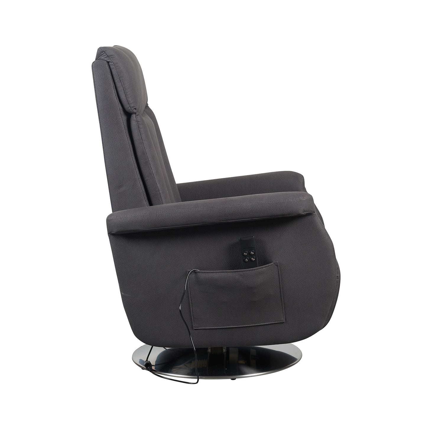 Elena2 Poltrona Relax design moderno 2 motori base d'acciaio girevole tessuto effetto pelle