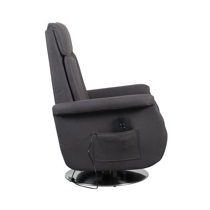 Elena2 Poltrona Relax design moderno 2 motori base d'acciaio girevole tessuto effetto pelle