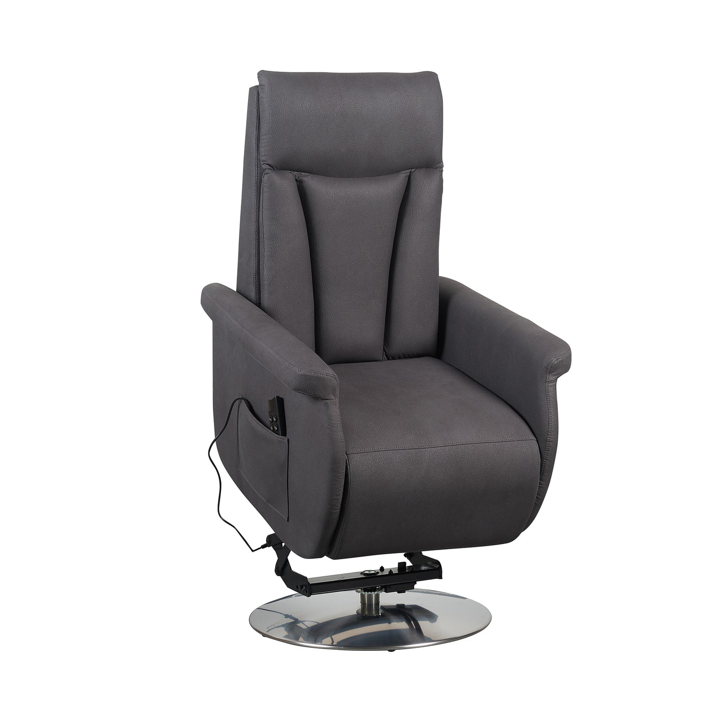 Elena2 Poltrona Relax design moderno 2 motori base d'acciaio girevole tessuto effetto pelle