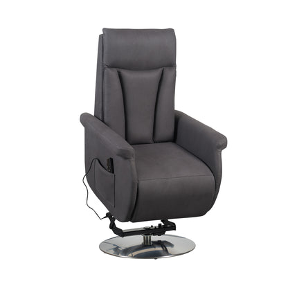 Elena2 Poltrona Relax design moderno 2 motori base d'acciaio girevole tessuto effetto pelle