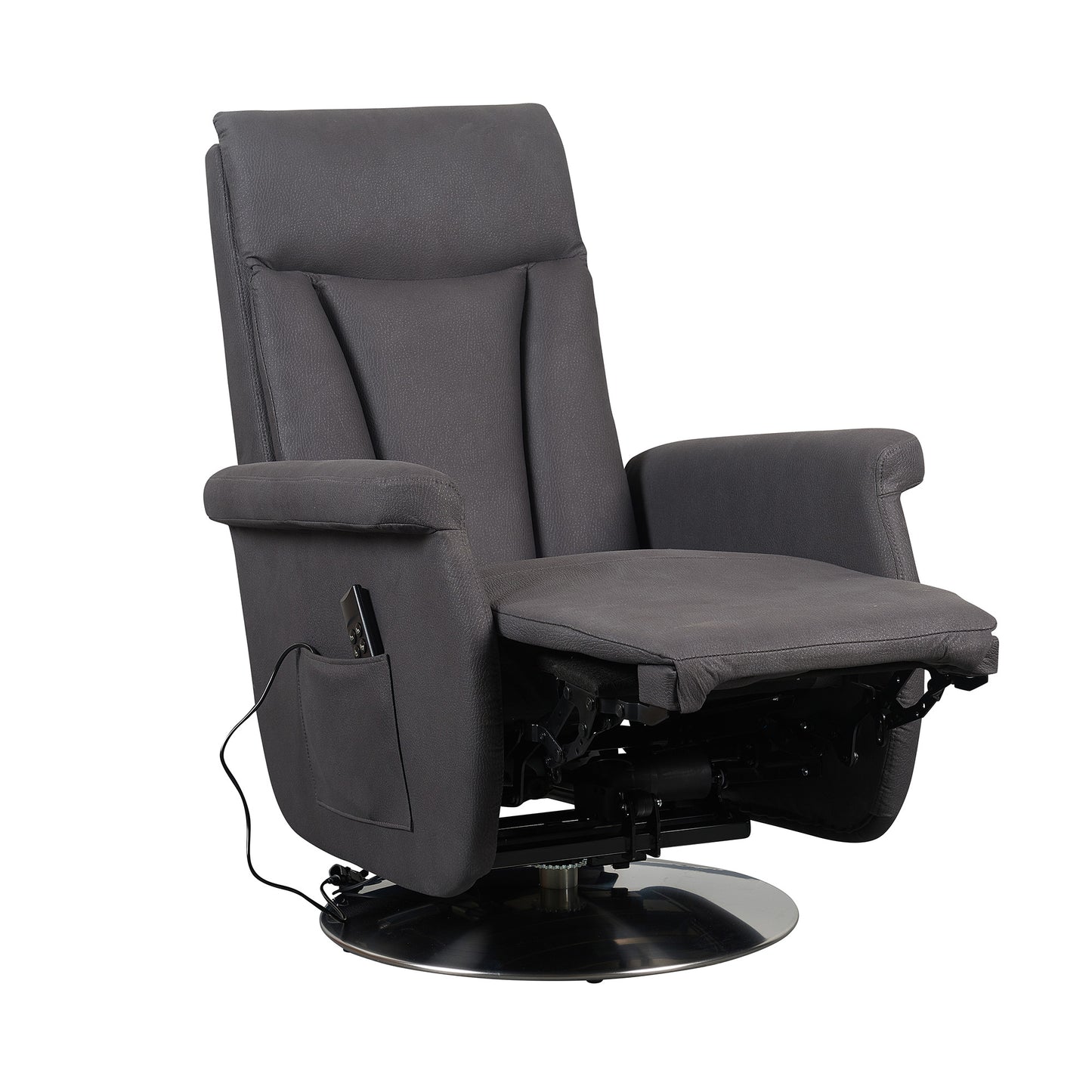 Elena2 Poltrona Relax design moderno 2 motori base d'acciaio girevole tessuto effetto pelle
