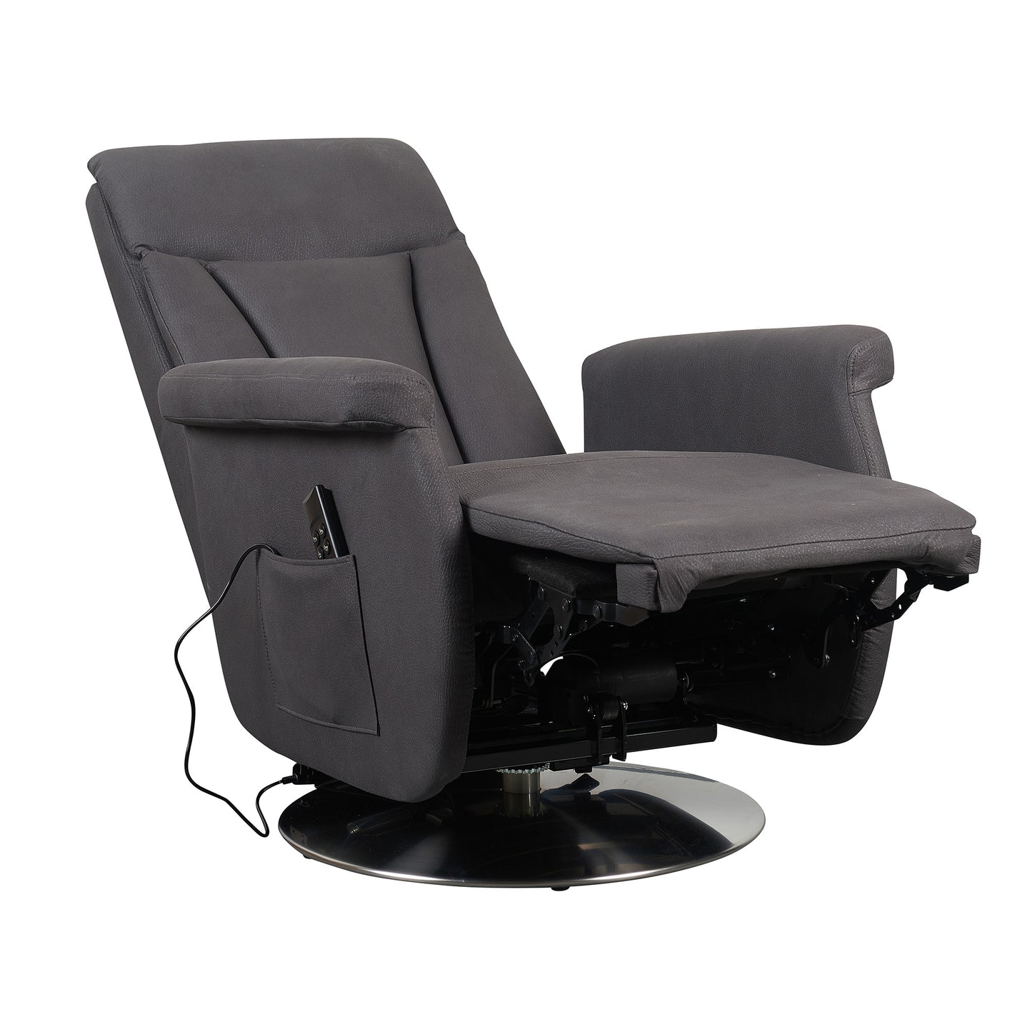 Elena2 Poltrona Relax design moderno 2 motori base d'acciaio girevole tessuto effetto pelle