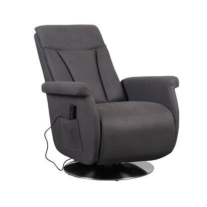 Elena2 Poltrona Relax design moderno 2 motori base d'acciaio girevole tessuto effetto pelle