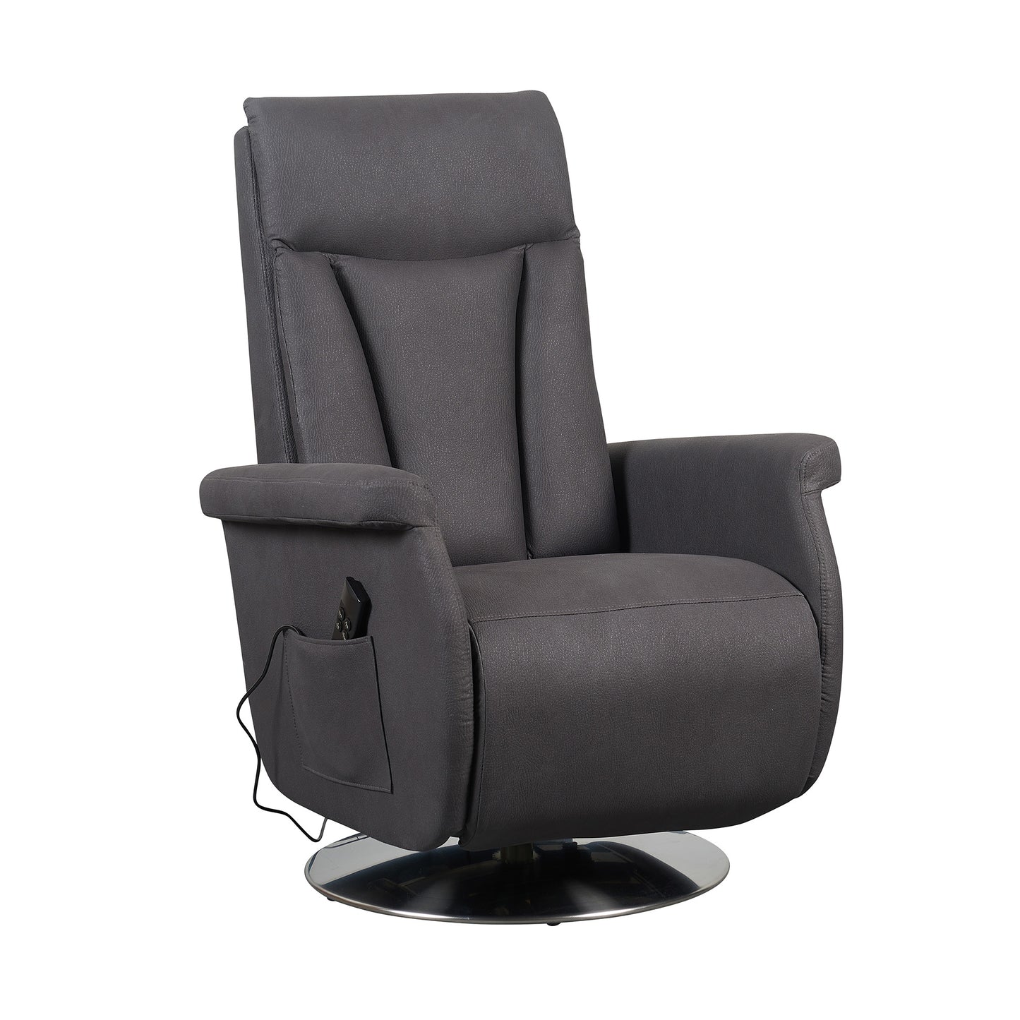 Elena2 Poltrona Relax design moderno 2 motori base d'acciaio girevole tessuto effetto pelle