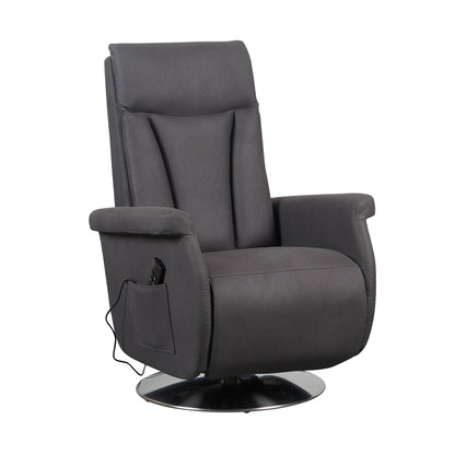 Elena2 Poltrona Relax design moderno 2 motori base d'acciaio girevole tessuto effetto pelle