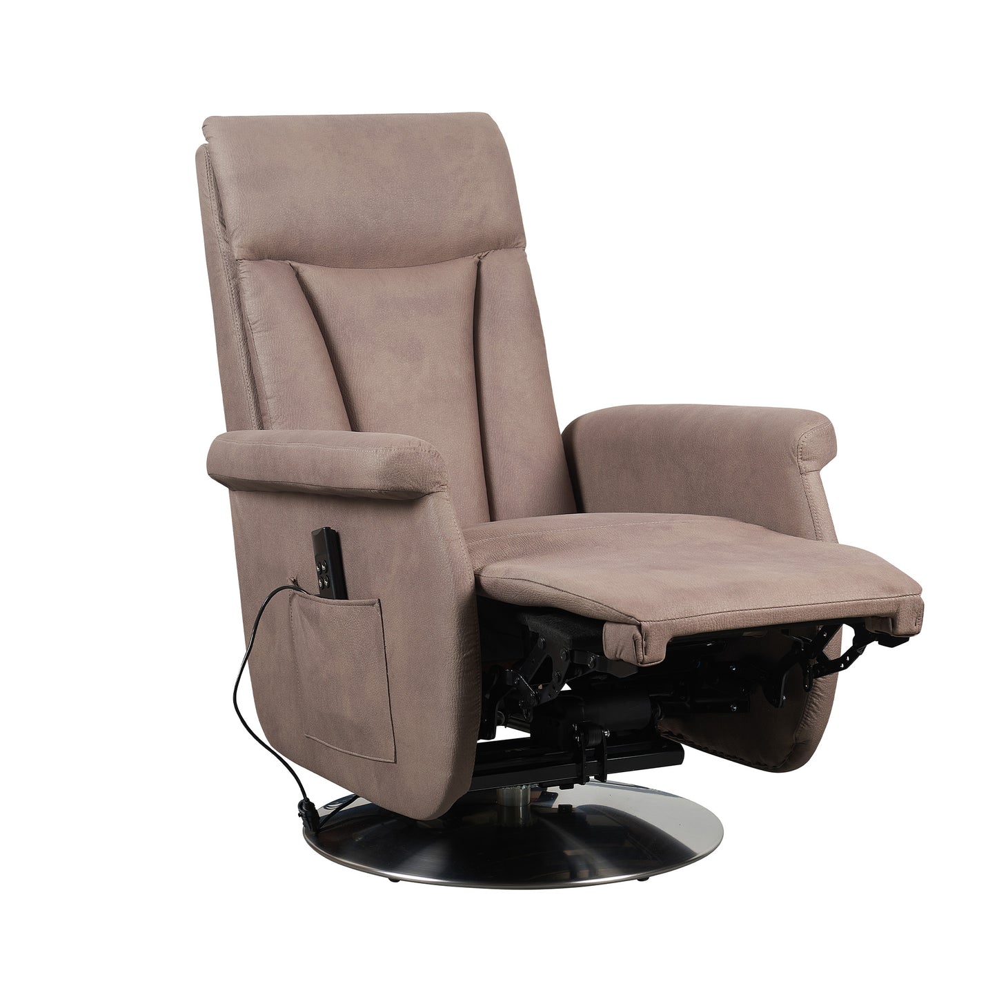 Elena2 Poltrona Relax design moderno 2 motori base d'acciaio girevole tessuto effetto pelle