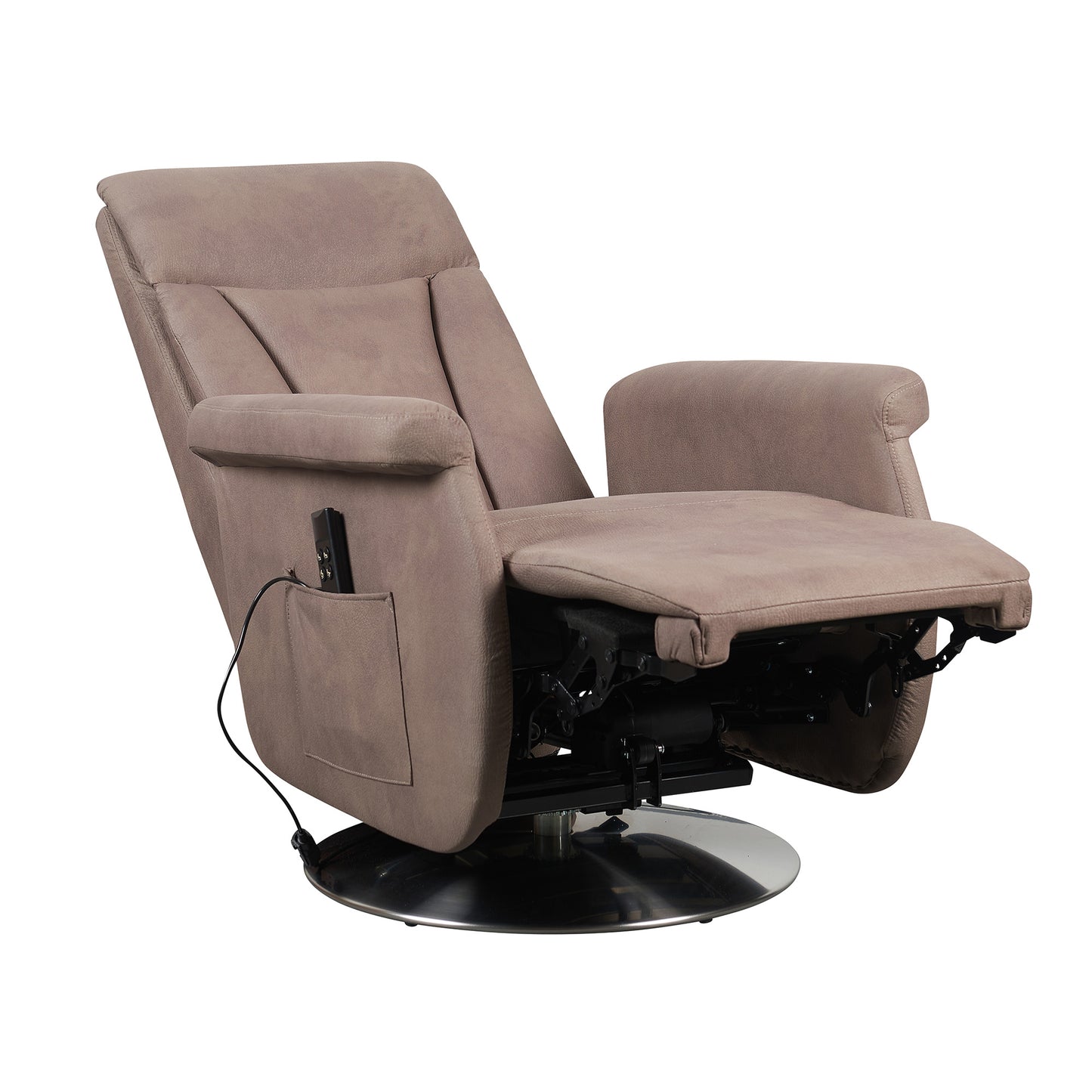 Elena2 Poltrona Relax design moderno 2 motori base d'acciaio girevole tessuto effetto pelle