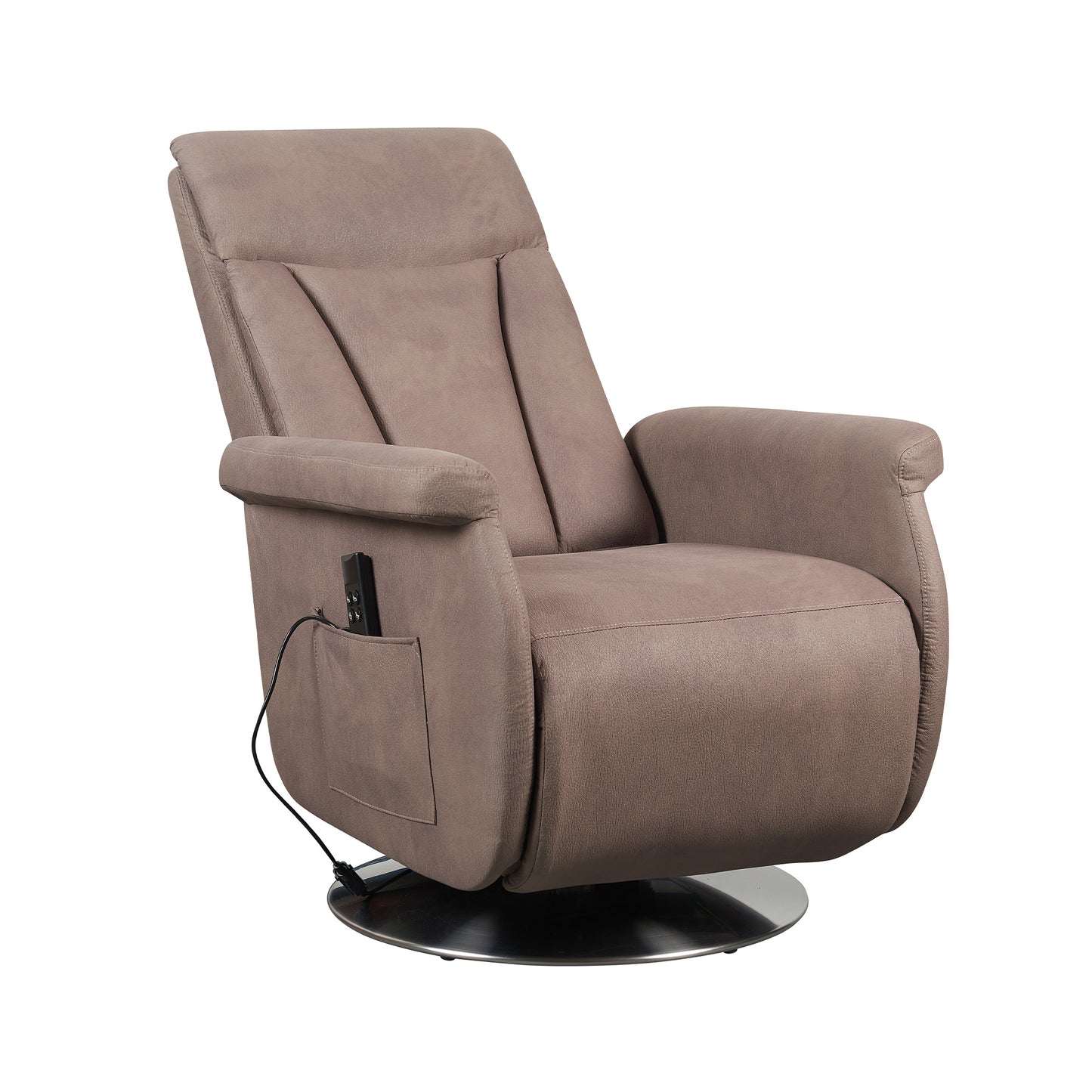 Elena2 Poltrona Relax design moderno 2 motori base d'acciaio girevole tessuto effetto pelle