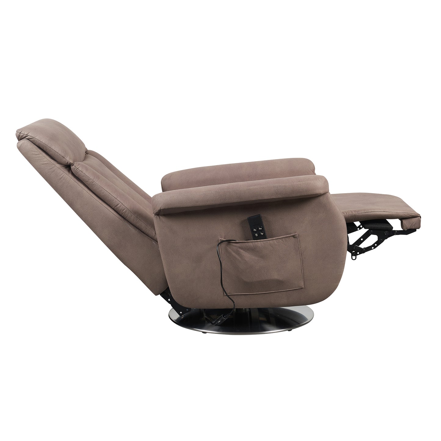 Elena2 Poltrona Relax design moderno 2 motori base d'acciaio girevole tessuto effetto pelle