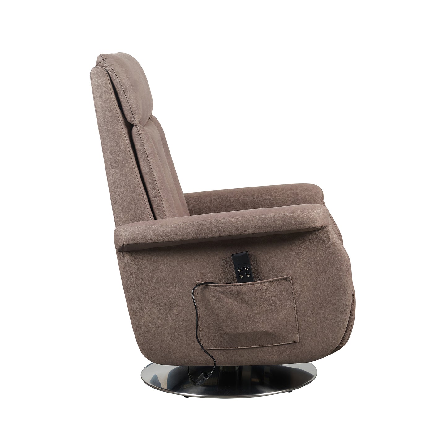 Elena2 Poltrona Relax design moderno 2 motori base d'acciaio girevole tessuto effetto pelle