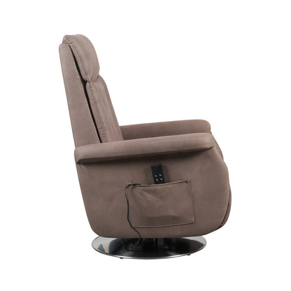 Elena2 Poltrona Relax design moderno 2 motori base d'acciaio girevole tessuto effetto pelle