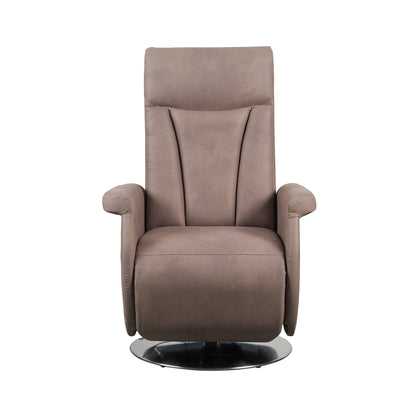 Elena2 Poltrona Relax design moderno 2 motori base d'acciaio girevole tessuto effetto pelle