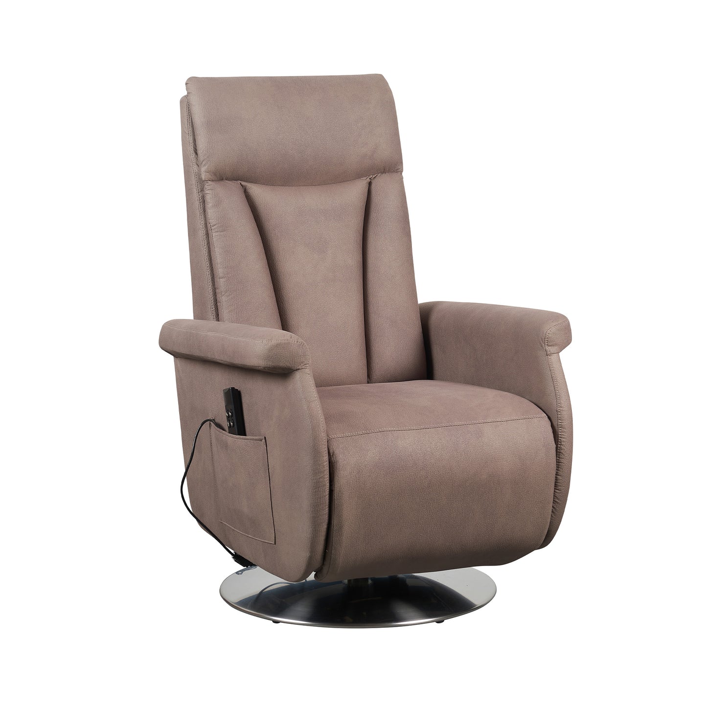 Elena2 Poltrona Relax design moderno 2 motori base d'acciaio girevole tessuto effetto pelle