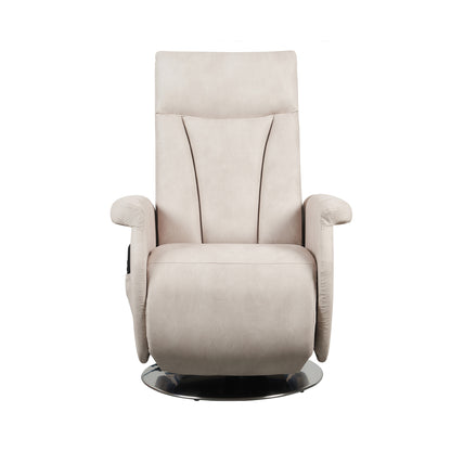 Elena2 Poltrona Relax design moderno 2 motori base d'acciaio girevole tessuto effetto pelle