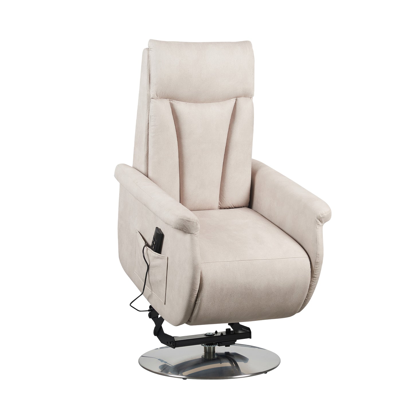 Elena2 Poltrona Relax design moderno 2 motori base d'acciaio girevole tessuto effetto pelle