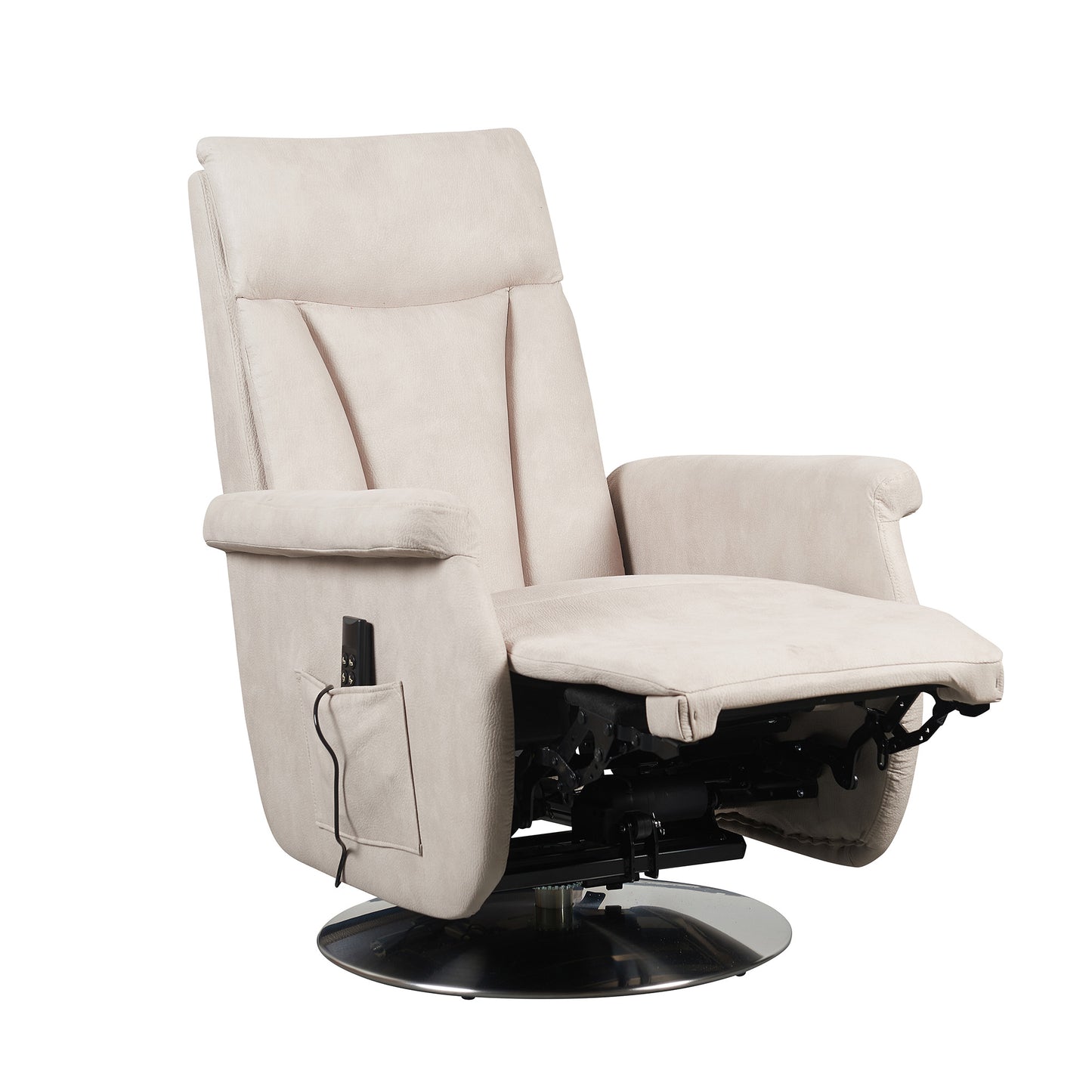 Elena2 Poltrona Relax design moderno 2 motori base d'acciaio girevole tessuto effetto pelle