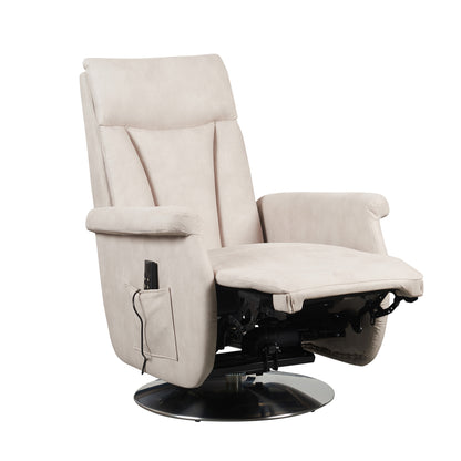 Elena2 Poltrona Relax design moderno 2 motori base d'acciaio girevole tessuto effetto pelle