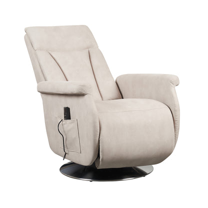Elena2 Poltrona Relax design moderno 2 motori base d'acciaio girevole tessuto effetto pelle