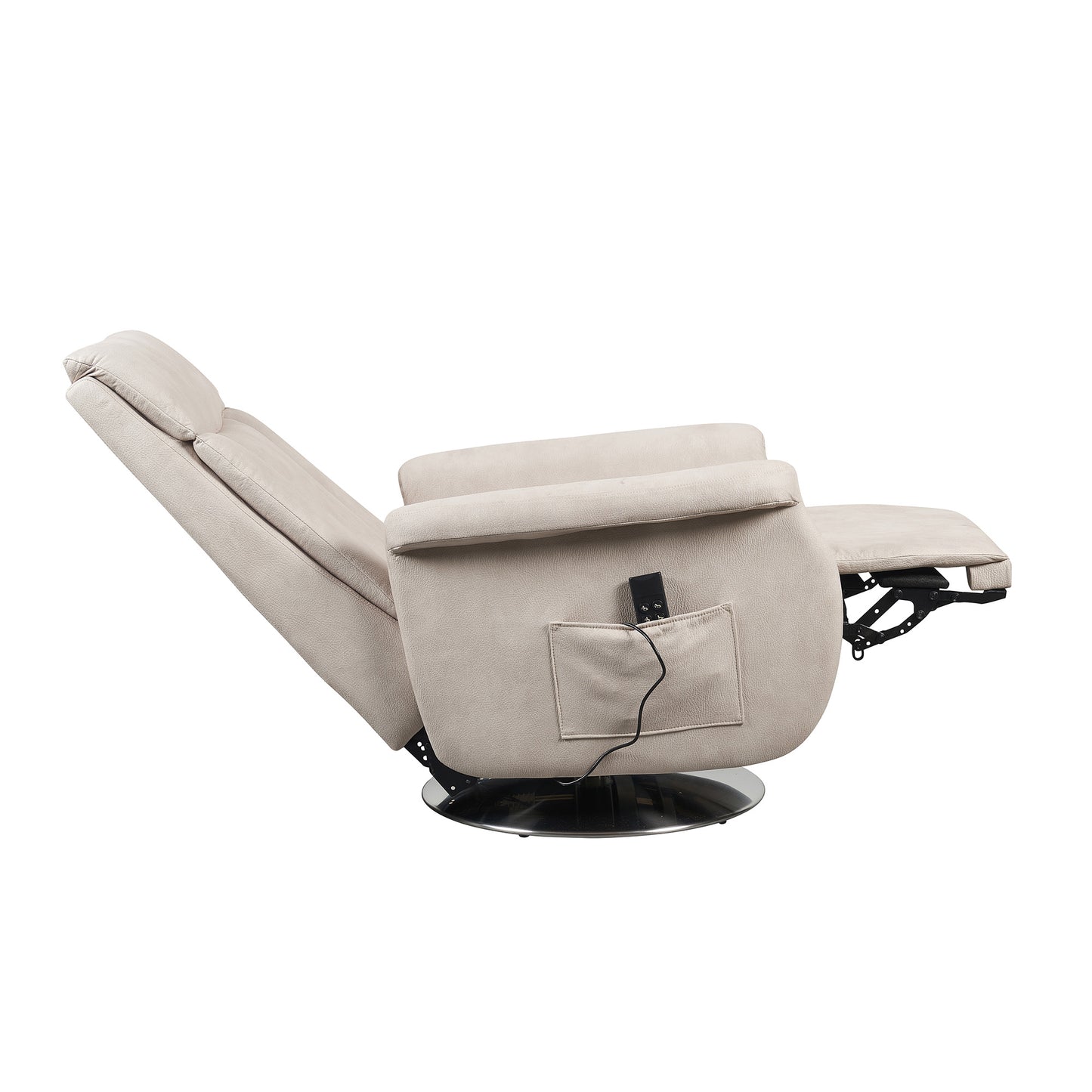 Elena2 Poltrona Relax design moderno 2 motori base d'acciaio girevole tessuto effetto pelle