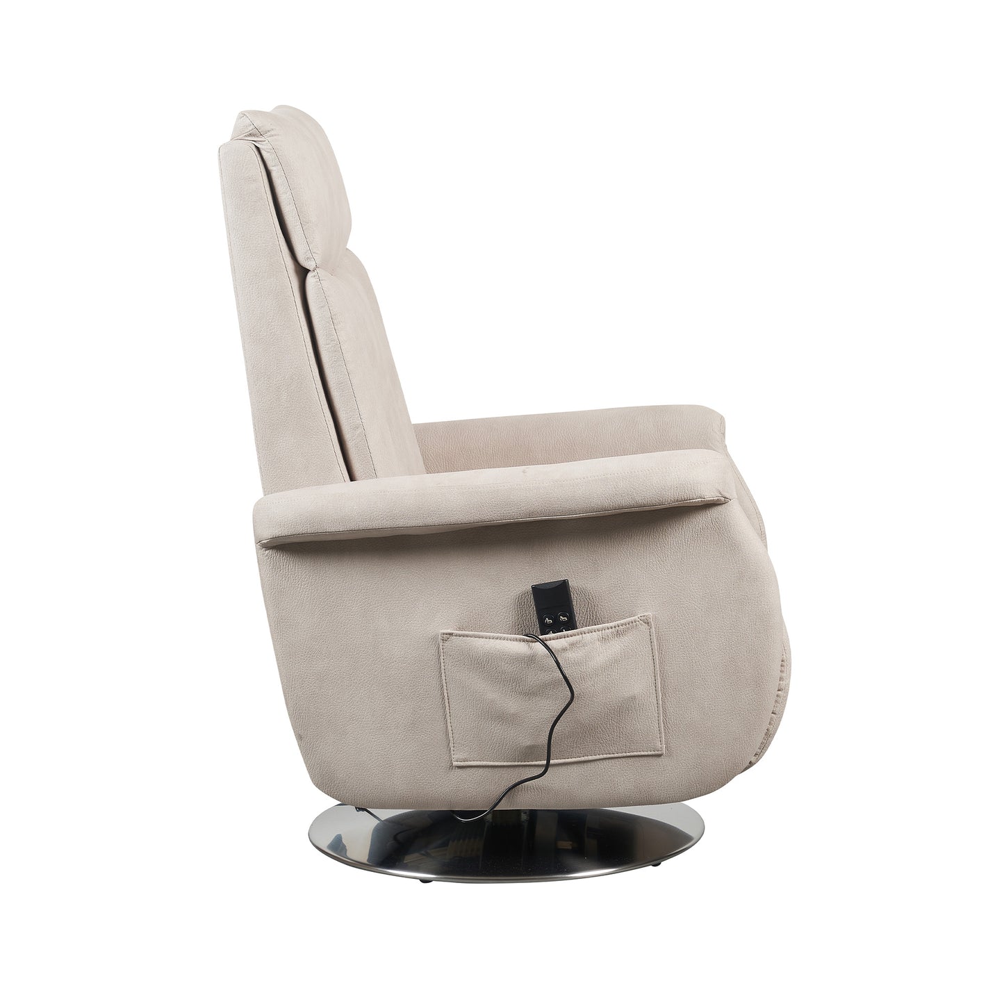 Elena2 Poltrona Relax design moderno 2 motori base d'acciaio girevole tessuto effetto pelle