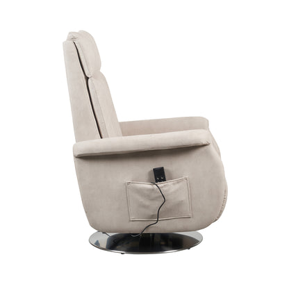 Elena2 Poltrona Relax design moderno 2 motori base d'acciaio girevole tessuto effetto pelle