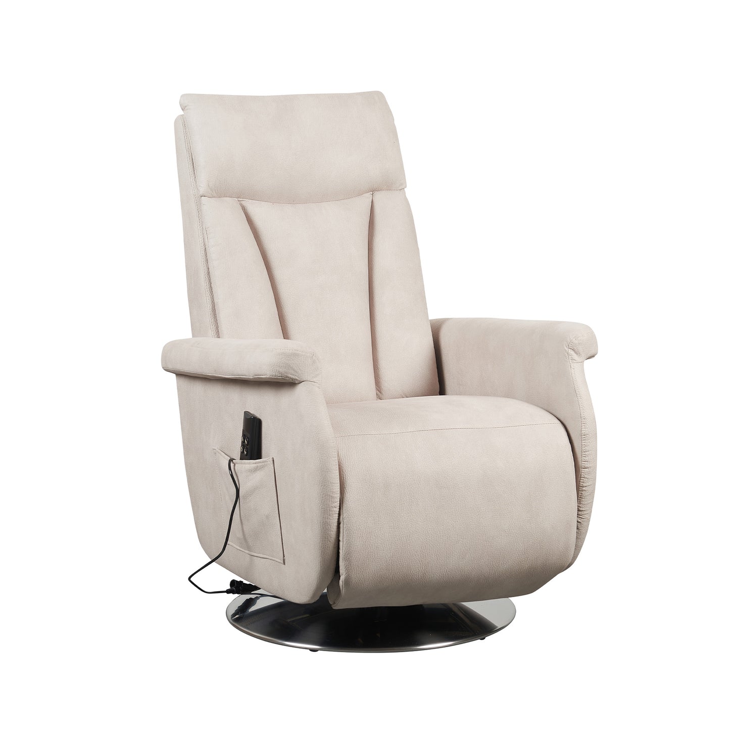 Elena2 Poltrona Relax design moderno 2 motori base d'acciaio girevole tessuto effetto pelle