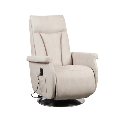 Elena2 Poltrona Relax design moderno 2 motori base d'acciaio girevole tessuto effetto pelle
