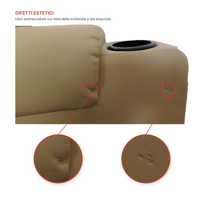 Bonny2 Beige OUTLET Poltrona Relax Elettrica alzapersona 2 motori Braccioli estraibili Vibromassaggio